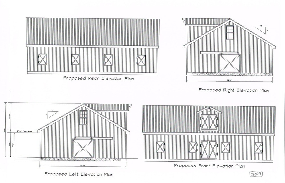 32X48 48X32 HORSE BARN PLAN GABLE POLE BARN CONST #17-PB3248-HB-GBL-7