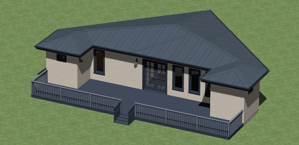 Modern Wing Small House Plans (600 sq.ft.) one bedroom. FREE SHIPPING