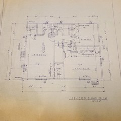 Vintage House Blueprint 33×17 1964 Mid Century Modern Drawing Art Glen Ellyn IL