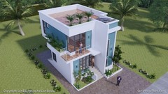 25X30 Small House Plan 7.5×9 Meter 4 Beds 4 Bath Terrace Roof PDF (A4 Hard Copy)