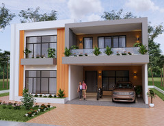 39×49 Feet Modern House Plan 12×15 Meter 5 Beds 6 Baths Flat Roof (A4 Hard Copy)