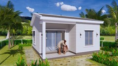 21×21 Feet Tiny House Plans 6.5×6.5 Meter 1 Bed 1 Bath Gable Roof (A4 Hard Copy)