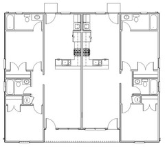 Mid-Century Modern Duplex PLAN PDF for Affordable Duplex 912 Sq. Ft. Per Unit