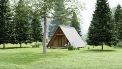 19’-6’’ x 14’-0’’ Modern A–Frame Cabin Plan with 3D Images