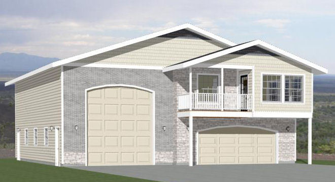 44×48 Apartment with 2-Car 1-RV Garage – PDF FloorPlan – 1,648 sqft – Model 1A