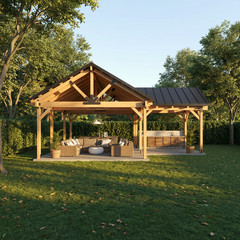 Outdoor Living Pavilion Plan-707 Sf Backyard Patio Designs
