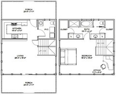 24×24 House — 1 Bedroom 1.5 Bath — PDF FloorPlan — 1,066 sqft — Model 10C