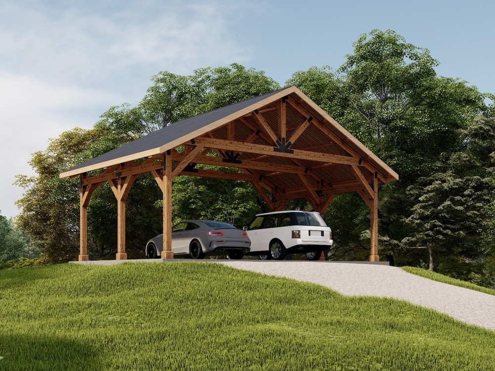 30’x20′ Carport Plans ,Post Gable Complete Pavilion DIY drawings