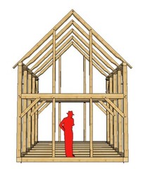 Timber Frame Shed/Barn Plans size 14′ x 16′, printed plans on 8 1/2×11 new