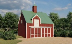 7 Different Car Barn Layouts With Lofts: Three Sets of Elm Barn Plans (eB-430×3)