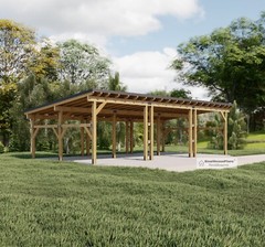 3 Car Carport Plans, Modern 36′-3”x18′ Lean to Pavilion Blueprints