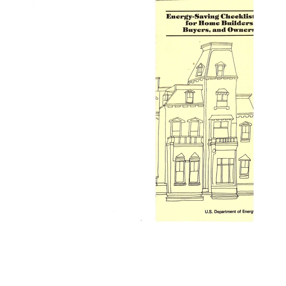 Energy-Saving Checklist for Home Builders,Buyers,and Owners 1979 Brochure