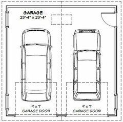24×24 2-Car Garage — 576 sqft — 8ft Walls — PDF Floor Plan — Model 1A