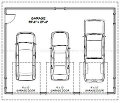 36×28 3-Car Garage — 1,008 sq ft — PDF Floor Plan — Model 11D