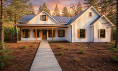 Farmhouse Plan: 1,565 (Living) Sqft-3 Bedroom-2 bath-2 car Garage