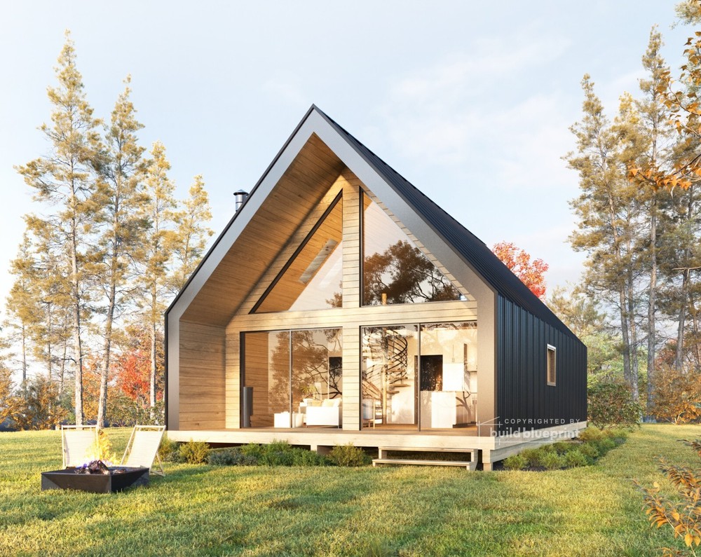 24′ x 36′ Nordic A-Frame House Architectural Plans 1145SF – PDF Download