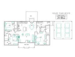 Ranch House Plans 1602 SF 3 Bed 2 Bath Open Floor – Split BR (Blueprints) #1015
