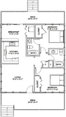 30×32 House — 2 bedroom 2 Bath — 960 sqft — PDF Floor Plan — Model 4A
