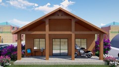 Generic 952 sqft Tiny Studio Cabin Plans: Open Concept with Kitchen, Living Area