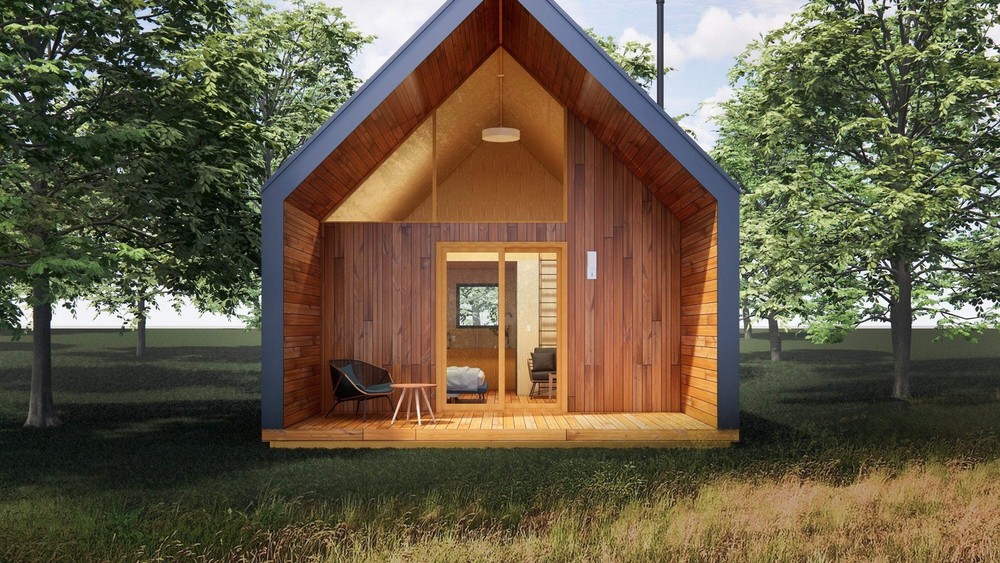 Modern ADU Cabin Plans 19×28 – Catskills Guest House – Tiny Home Blueprints