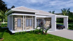House Plans 14×11 Meter 46×36 Feet 3 Beds 2 Baths Hip Roof (A4 Hard Copy)