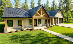 Modern Farmhouse Plan: 1,817 (Living) Sqft-3 Bedroom-2.5 bath-Office-2 car garag