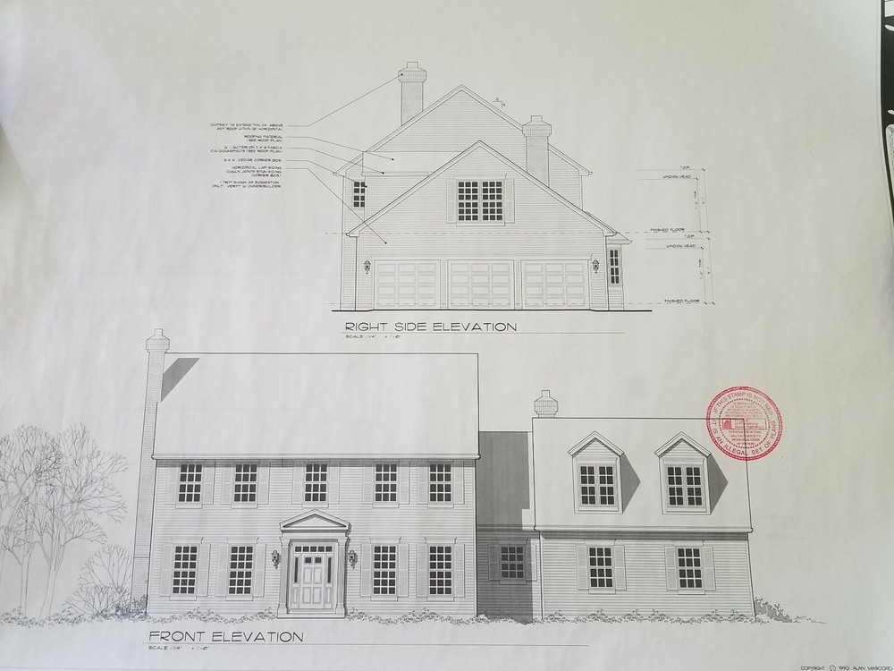 (2) Sets of Blueprints – House Plans 2846 sqft Saltbox Traditional Colonial Home