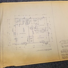 Vintage House Blueprint 33×17 1964 Mid Century Modern Drawing Art Glen Ellyn IL