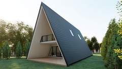 26X47 Modern DIY A-Frame Cabin Architectural Build Plans, 38 detailed pages PDF