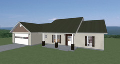 Ranch House Plans 1614 SF 3 Bed 2 Bath Split BR – #1211 Open Floor (Blueprints)