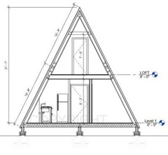 22′ x 36′ A Frame Modern Cabin House – Plan Blueprint PDF or Print Drawing ~