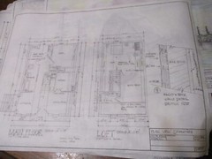 MODIFIED A-FRAME CABIN PLANS HAND-DRAWN ARCH COPIES 1400 SQ FT . HOBBY ROOM.