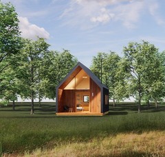 Modern ADU Cabin Plans 19×28 – Catskills Guest House – Tiny Home Blueprints
