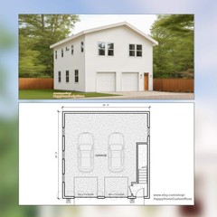 Two Car ADU Garage Apartment 30′ x 30′ – Architectural Plan with Elevations & Ma