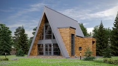 45’x32’ 3-Beds, 2-Baths Modern A-Frame Architectural House Plans PDF Download.