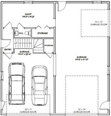 40×42 Apartment with 2-Car 1-RV Garage – PDF FloorPlan – 1,153 sqft – Model 1C