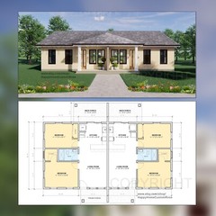 Duplex Investment Rental Plan – 2 Bed 1 bath – 756 SF – Drawings Blueprints