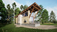 American Style Modern Cottage House Plan with 3D images & PDF Blueprints,DWG