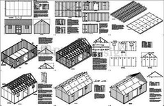 Backyard Storage Shed Plans 14′ x 24′ Gable Roof #D1424G, Material List Included