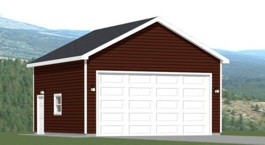 24×24 2-Car Garage — 576 sqft — 12ft Walls — PDF Floor Plan — Model 1G