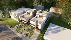 BLUEPRINTS MODERN MULTIFAMILY 3-STORY DUPLEX HOME PLAN ARCHUP #109