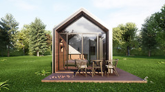 Modern Small Cabin House 10’x20’,Tiny House 3D Images & PDF Architectural Plan