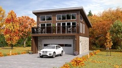 2 car ADU Garage Apartment 1 Bed, 2 Bath Architectural Build Plans PDF Download