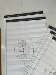 Set of Five (5) Three Page Architectural Drawings of Basement Plans Foundation