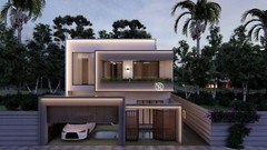 Modern Box House 3D Model | 2-Storey Villa | SketchUp + PNG Render | Mee Studio