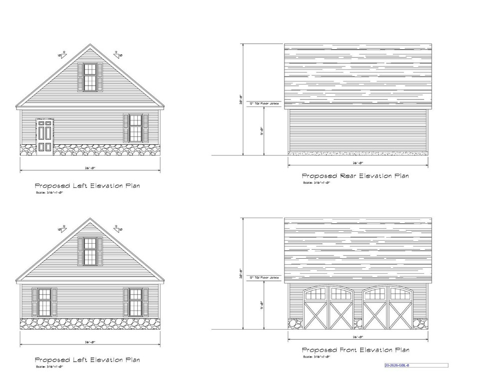 26’X26′- 26’X246 GABLE ROOF 2 CAR GARAGE PLANS GARAGE PLAN 20-2626-GBL-1