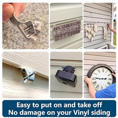 6 Pack Vinyl Siding Hooks Stainless Steel Clips for Security Cameras & Decor