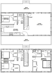 44×20 House — 4 Bedroom 3 Bath — 1,692 sq ft — PDF Floor Plan — Model 1F