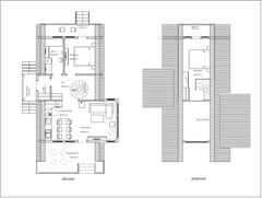 30’x47’ 2 Beds, 1 Bath A-Frame Cabin Architectural Build Plans PDF Download.