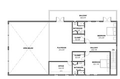 Barndominium, 3 Beds 3.5 Bath with balcony, 40’x80′ floor plan, (3200 SF) | PDF
